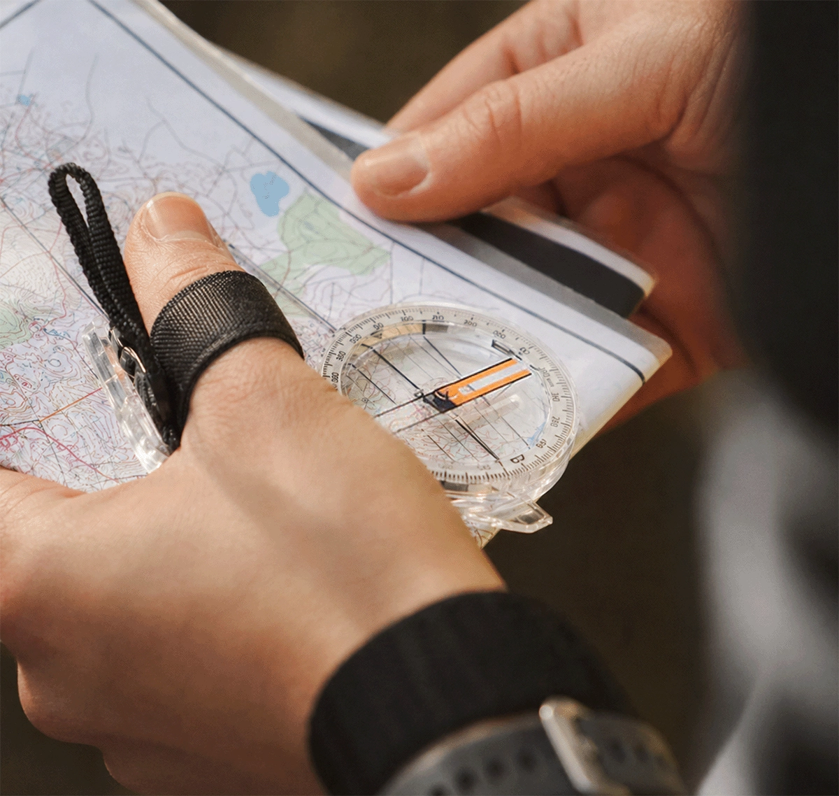 Map held during an off-trail run