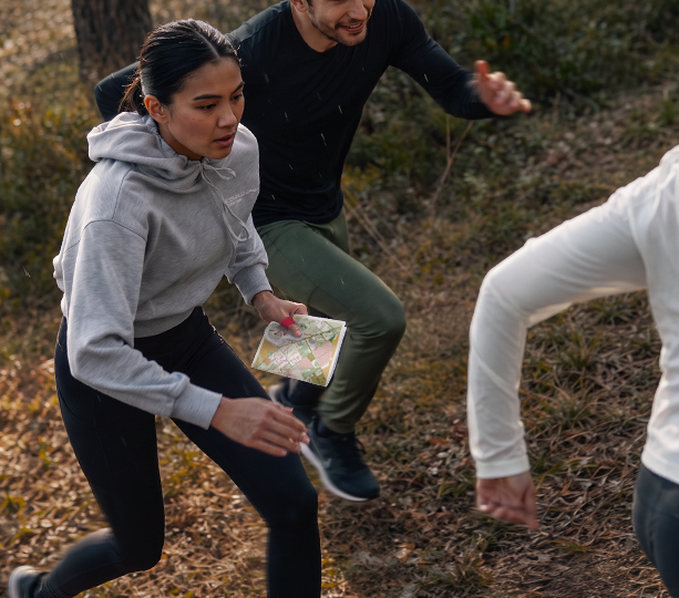 Runners in the forest
